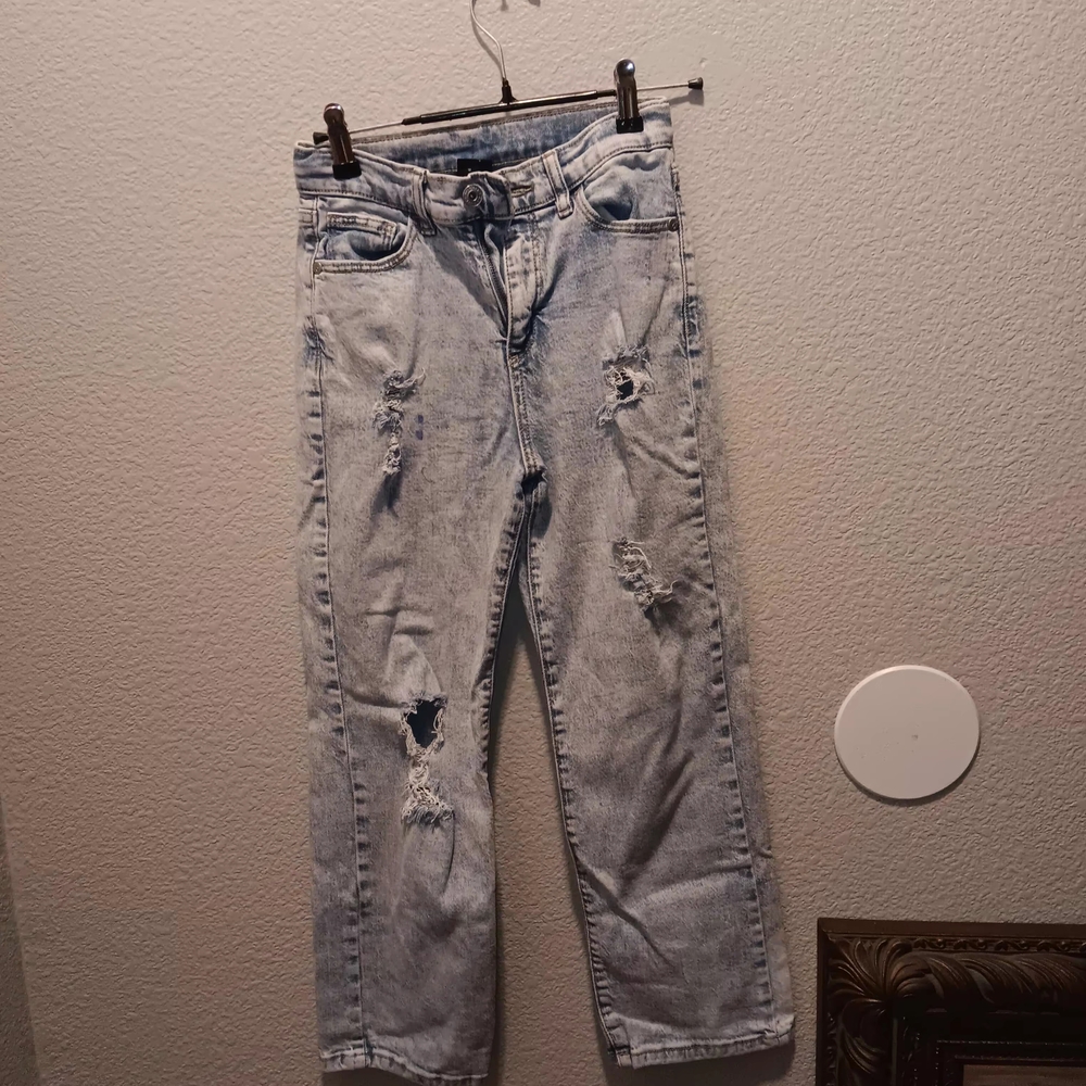Distressed Light Blue Girl's Jeans